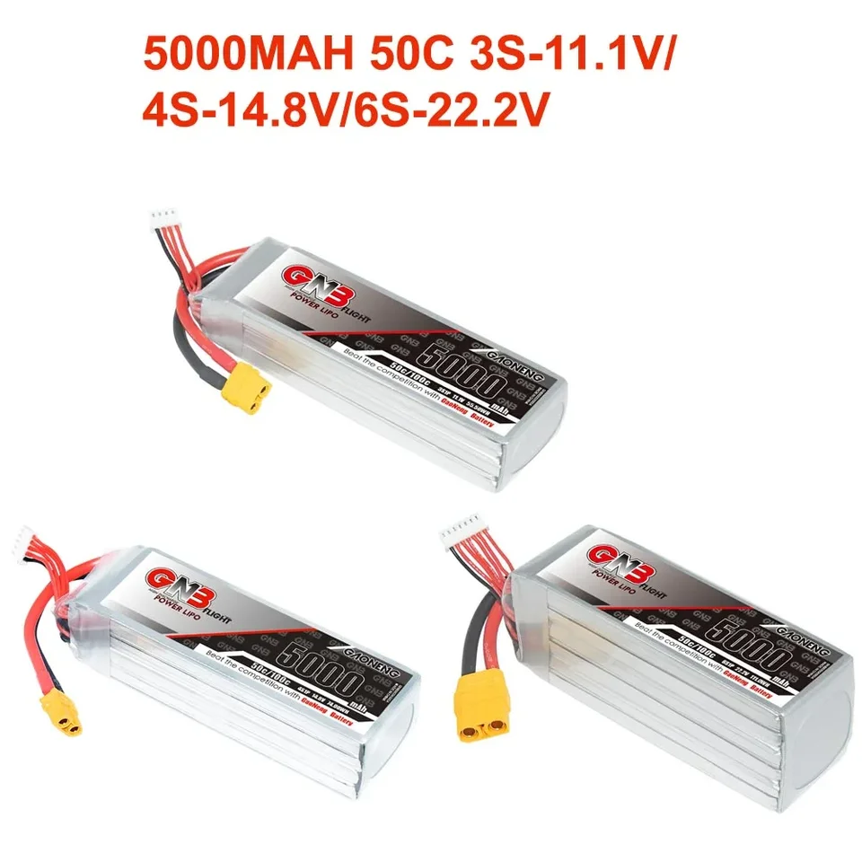 Max 100c Gaoneng 11.1V/14,8 V/22,2V 5000MAH 50C 3S1P/4S1P/6S1P LiPo batéria s zástrčkou XT60 pre FPV Dron RC RC