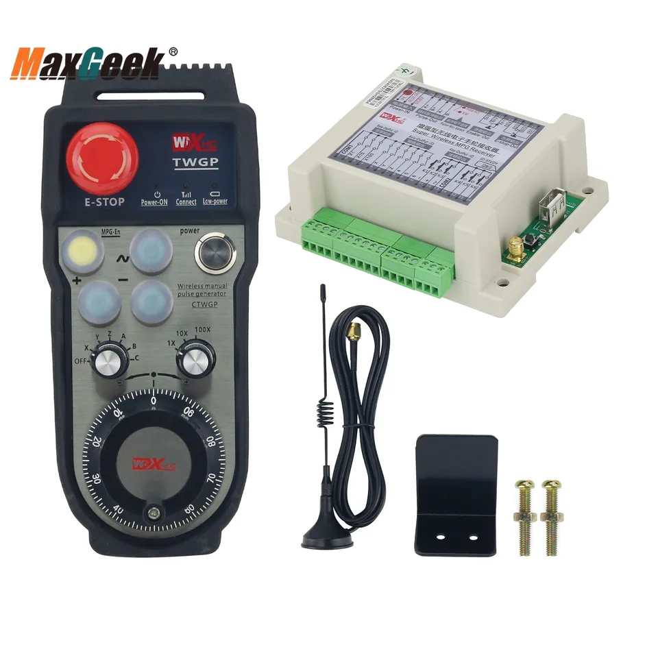 MaxGeek CTWGP 6-os CNC Manual MPG s prijímačom 433 MHz Wireless Handwheel 100ppr 40-metrová prevodovka