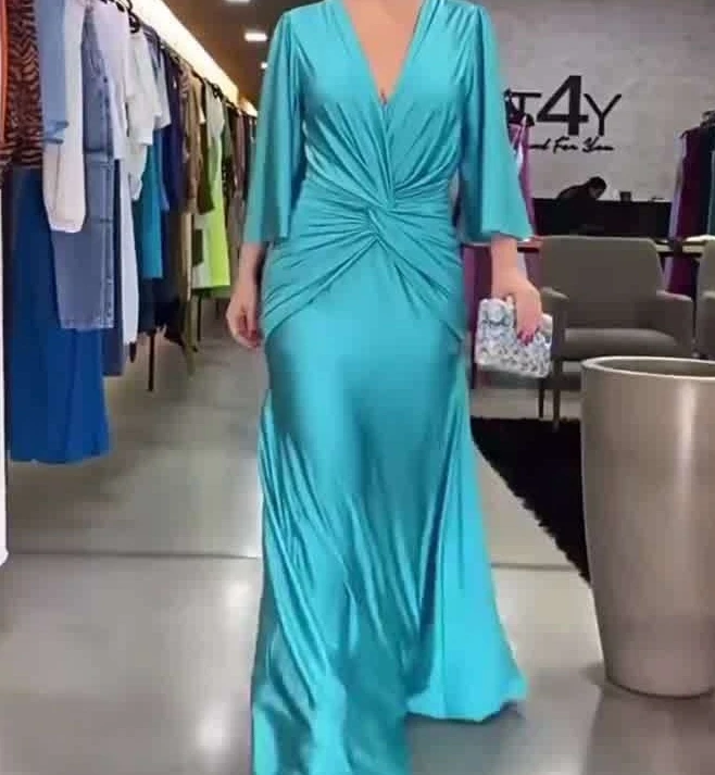Maxi šaty pre ženy v krk dlhé rukávy dlhé rukávy Dlhé šaty ženské elegantné jeseň Nové pevné večierky šaty Line voľný lem