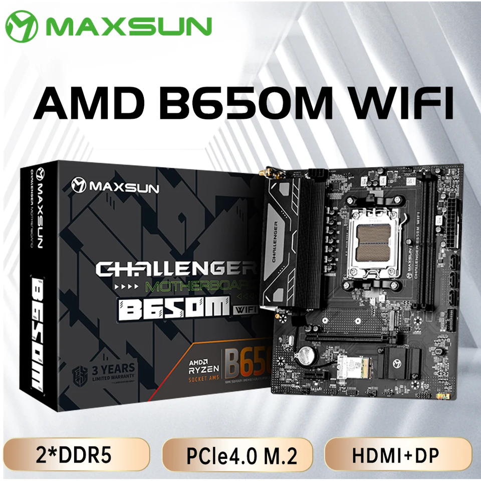 Maxsun-B650M, WiFi, základná doska AMD B650 Socket AM5 DDR5 128G M.2 USB3.2 6400 (OC) MHZ 2,5G M-ATX HASIC pre PC Gamer R5 R7 R9