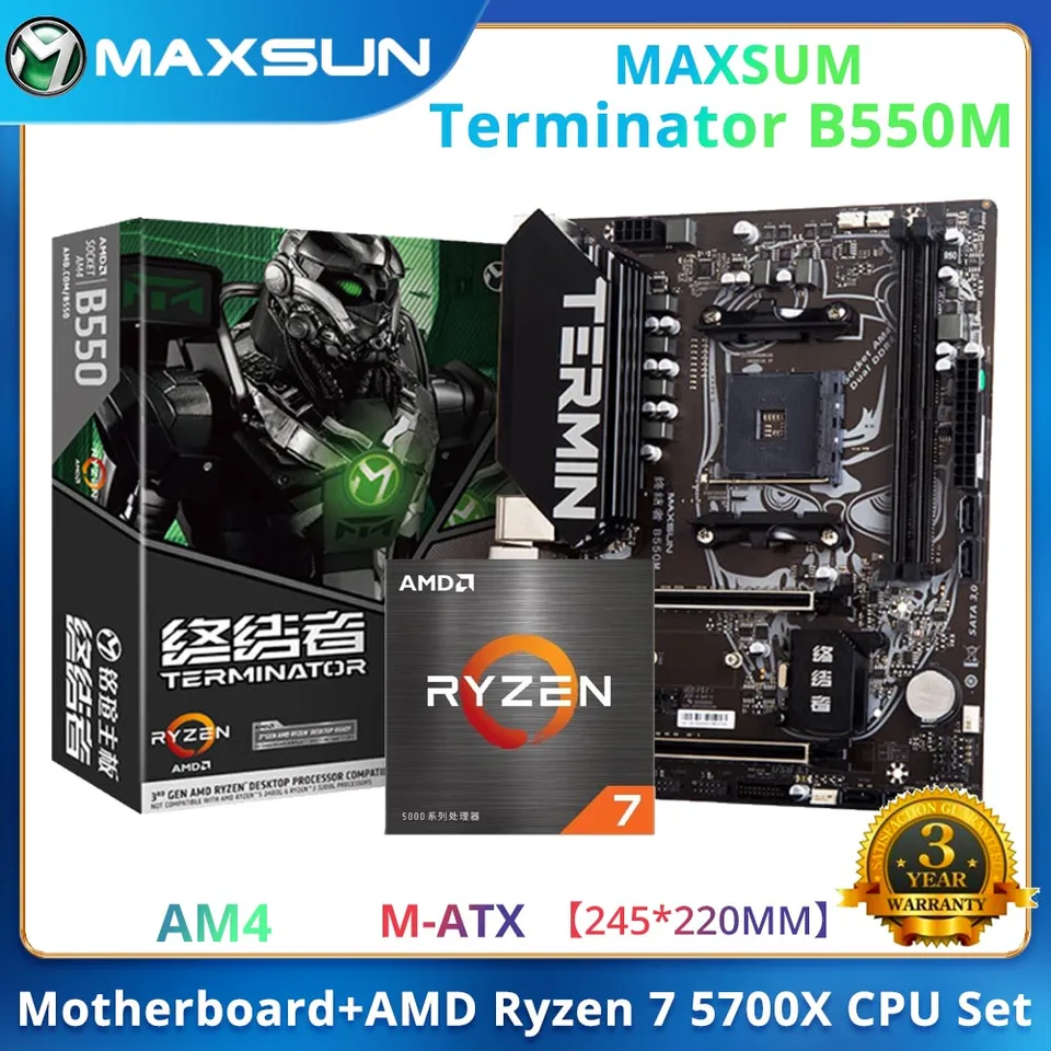 Maxsun Plne nový AMD B550M s AMD Ryzen 7 5700X Základná doska CPU 8 Core 16 vlákno vlákna stolný počítač Gaming
