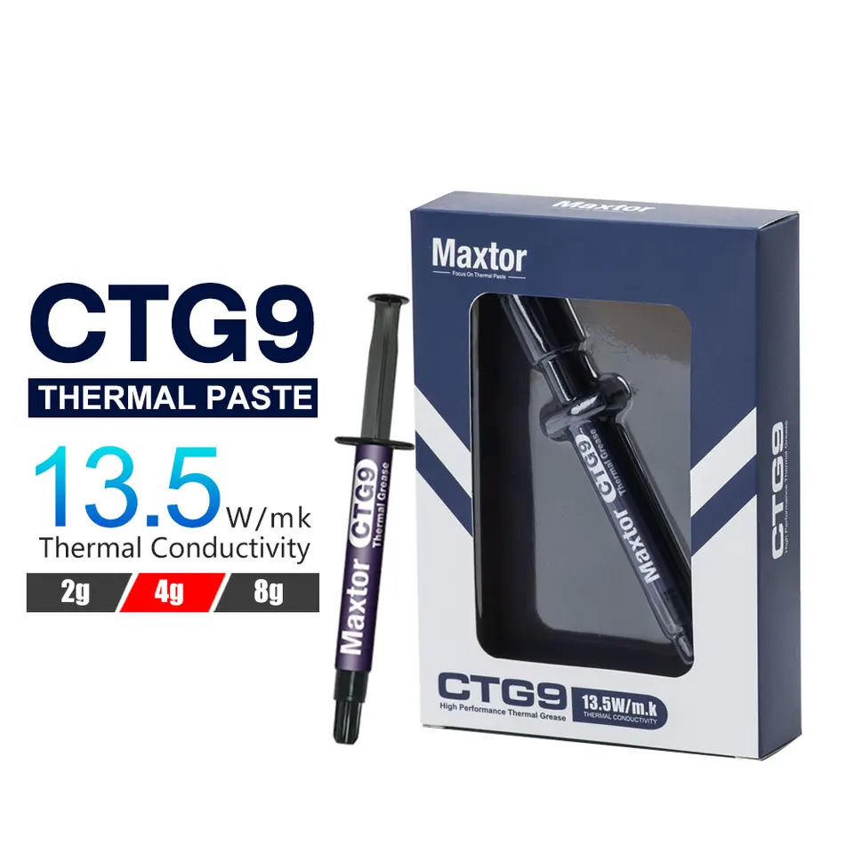 Maxtor CTG9 Termálna mastnota Pasta 13,5 W/MK Silikón pre procesor chladiaceho procesora CPU GPU Vodivé chladiace čat