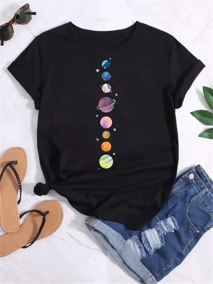 MAYCAUR THIRNE Ženy Moon Planet Print Módne tričká