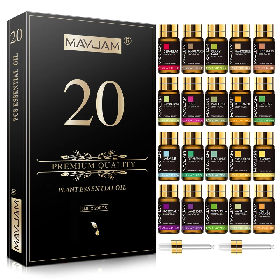 Mayjam 20 fliaš éterické oleje nastavené na zvlhčovač arómy difúzora levanduľa Jasmine Eukalyptus Vanilla Sandalwood Fragrance