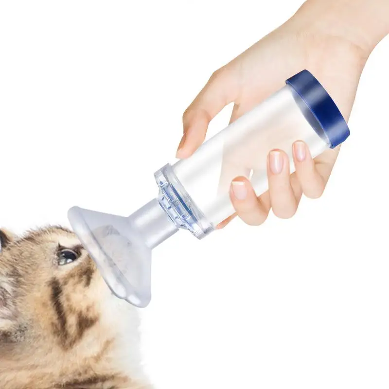 Mačička mačka mačka psí aerosól komorná maska ​​Tank Spacer asistent inhalačného čerpadla Nebulizer manuálne plastová kremíková maska ​​klinika zvierat