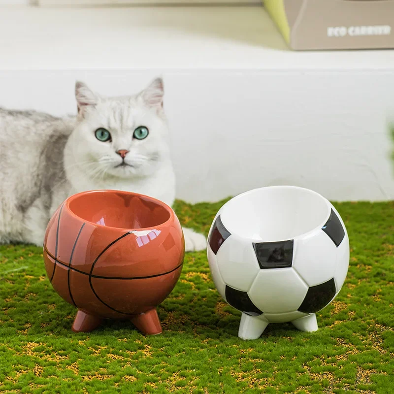 Mačka misa keramická futbalová miska pre domáce zvieratá šikmé kŕmne jedla v ústach