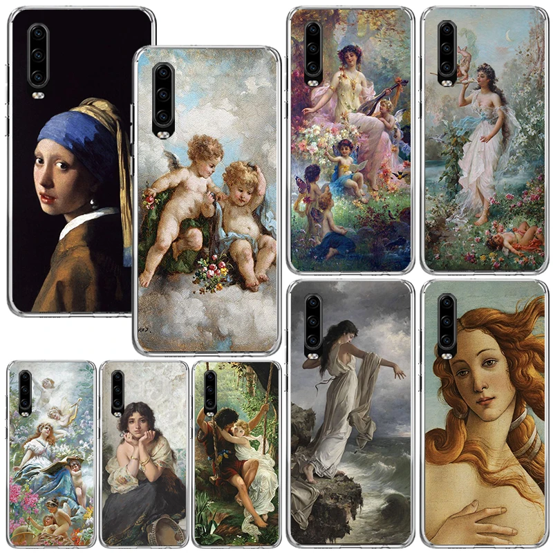 Maľba Art Renaissance Puzdro pre Huawei P30 P30 P40 P20 P10 Lite Mate 20 10 Pro Y5 Y6 Y7 Y9S P SMART Z Fundas Back Cover