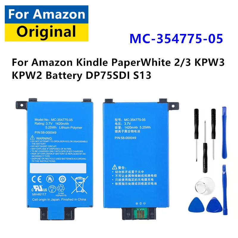 MC-354775-05 58-000049 Batéria pre Amazon Kindle Paperwhite 2/3 kpw3 kpw2 batéria DP75SDI S13- +USB kábel +nástrojov nástrojov