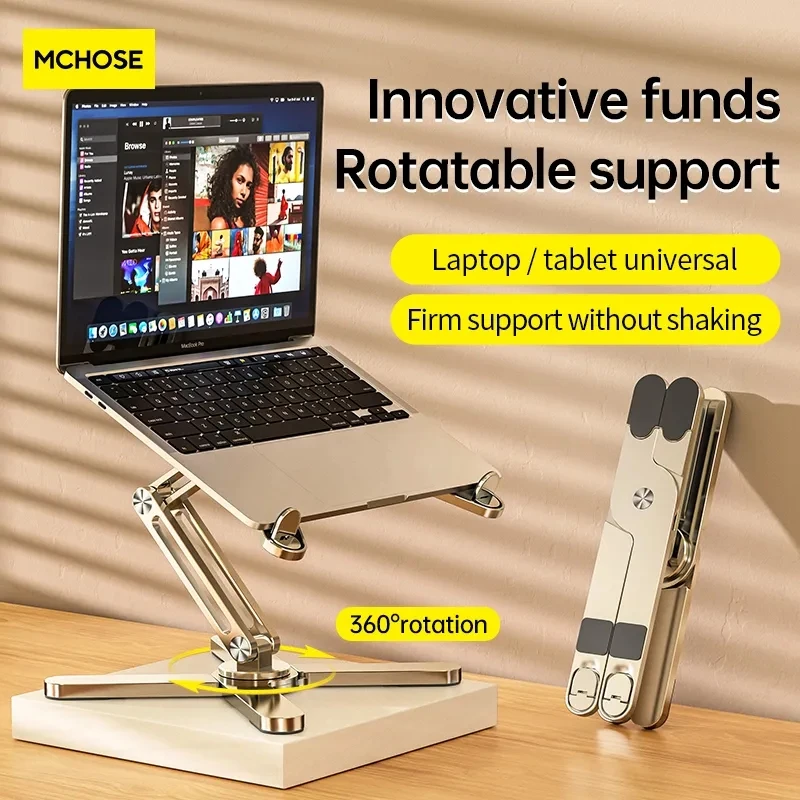 MC N86 NAPLATÝ STAND 360 ° Rotačný prenosný notebook Držiak Tepelný rozptyl skladacieho skladacieho držiaka Hliníka chladiča pre MacBook Air Pro
