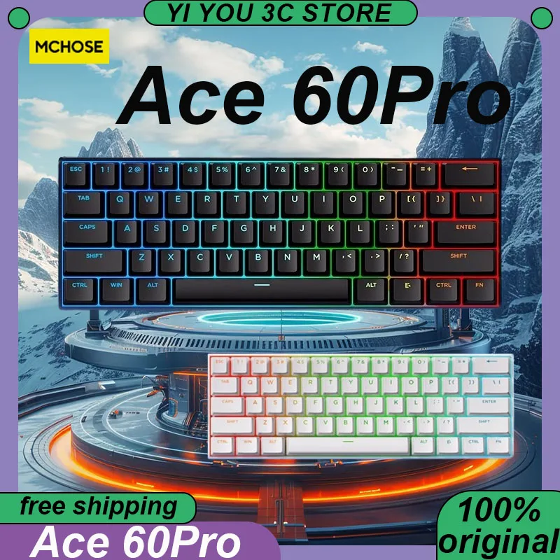 Mchose Ace 60Pro Magnetický spínač káblovej mechanickej klávesnice 61 klávesy Hot Swap RGB RT Custom PC E-Sports Klávesnice Office laptop