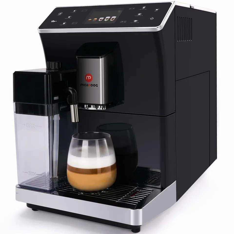 McIlPoog WS202 Plne automatický espresso stroj ， vstavaný automatický mliečny Frotter & Tank, intuitívny dotykový displej, 8 príchutí.