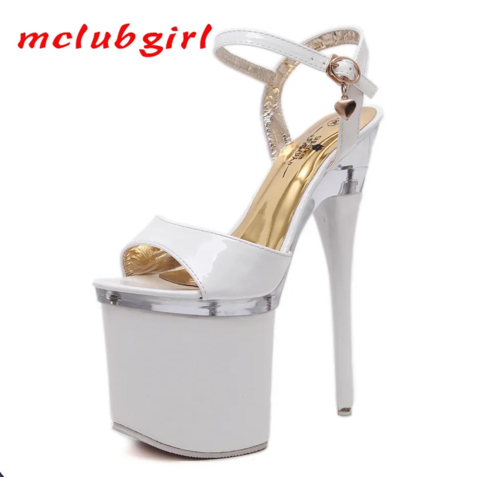 McLubgirl 2021 Ženy Sexy Party Super High podpätky Platforma Fish Toe Sandále pre ženy 7,5 cm Platfrom 14 cm sandále LFD