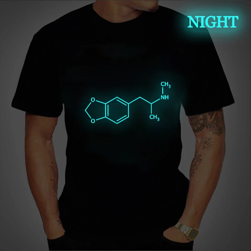 MDMA MOLECULE TLAČ Tričko HARJUKU NÁVRH HIGHT STREET THIRNE VINTAGE STYLE All-Match Svetelové tričko Unisex letné oblečenie