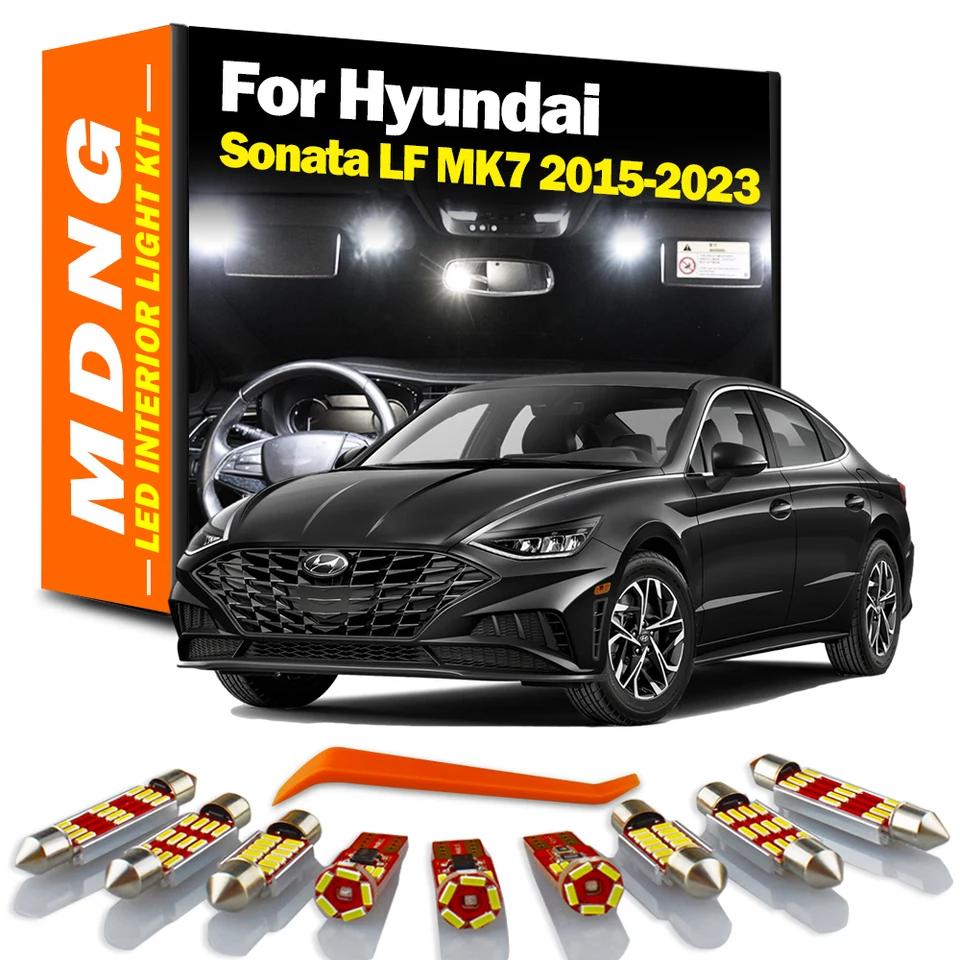 MDNG 13PCS Auto LED Interiér Čítanie kmeňov TRUNK SVETLO SVETLO SVETLO pre HYUNDAI SONATA 2015 2016 2017 2018 2019 2020 2021 2022 2023