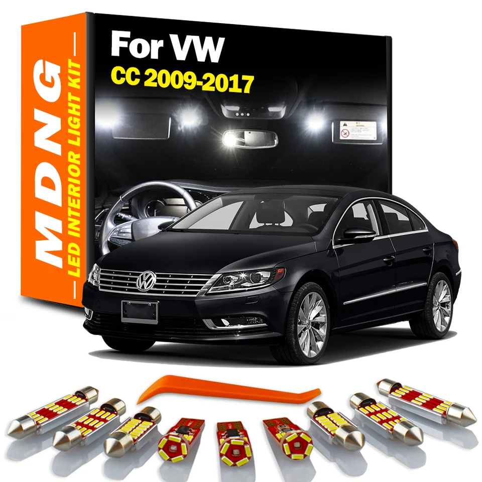 MDNG CANBUS CAR INDOOR LAMP pre Volkswagen VW CC 2009-2014 2015 2016 2017 2017 Žiarovky Vozidlá LED interiér mapa DOME LIGHT Súprava bez chyby