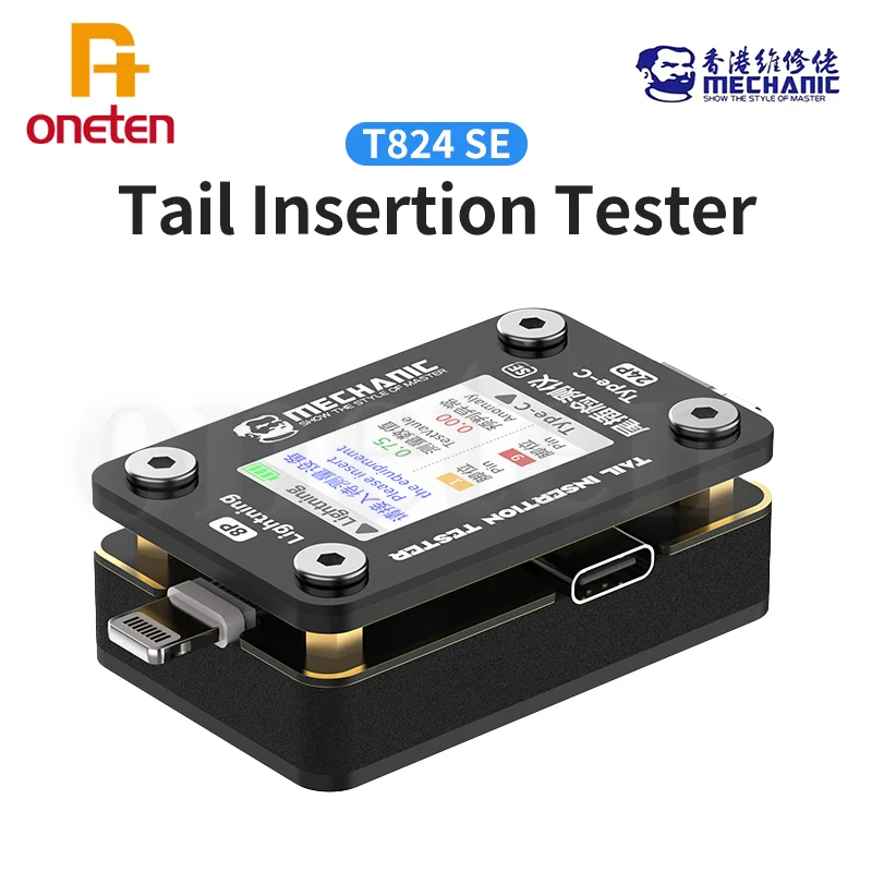 Mechanic T-824SE bez spätného zátky Tester s vysokým rozlíšením Digitálny displej inteligentnej automatickej detekcie Type-C blesk