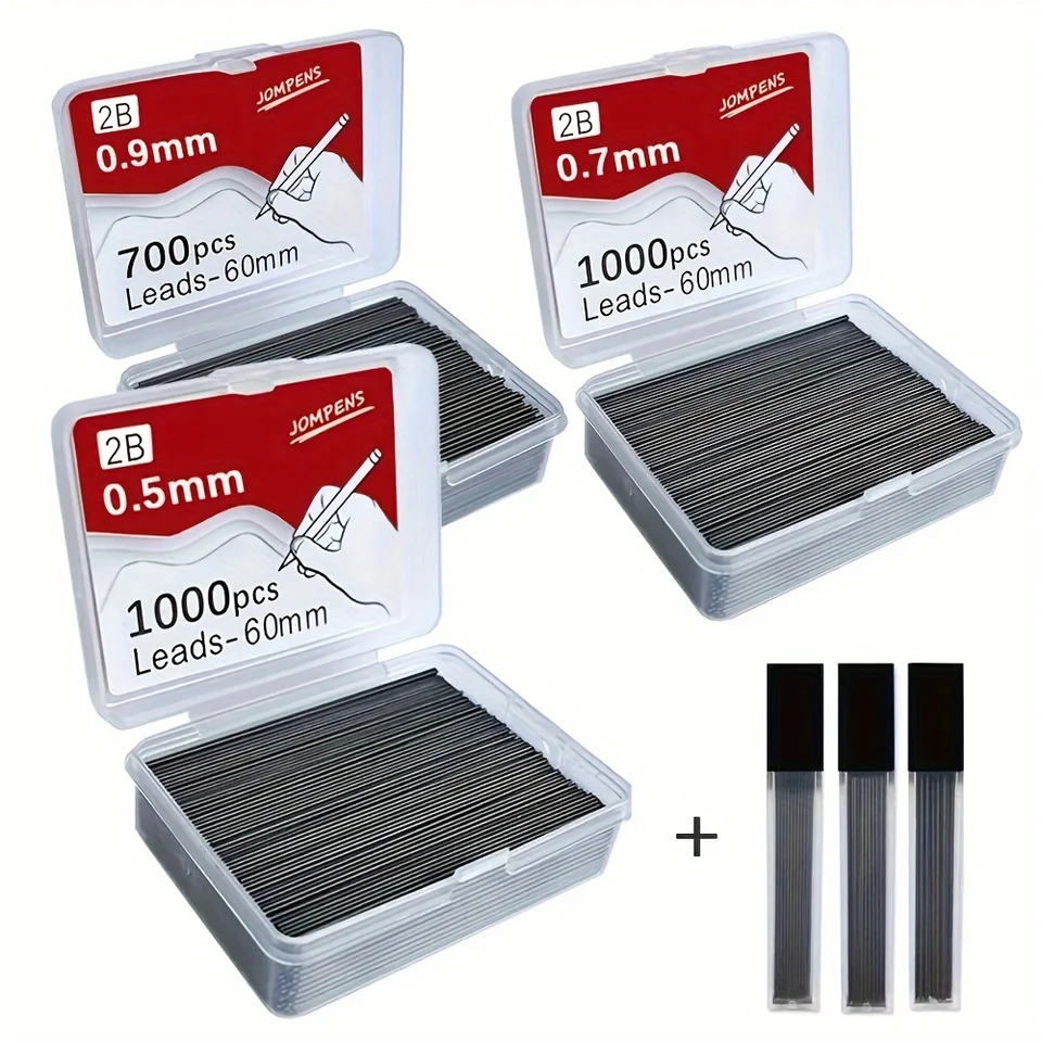 Mechanická ceruzka olovo 0,5 0,7 0,9 mm 2B 60 mm umelecký výkres Automatické náplň na vymeniteľné ceruzky s 2 papiernicami trubice