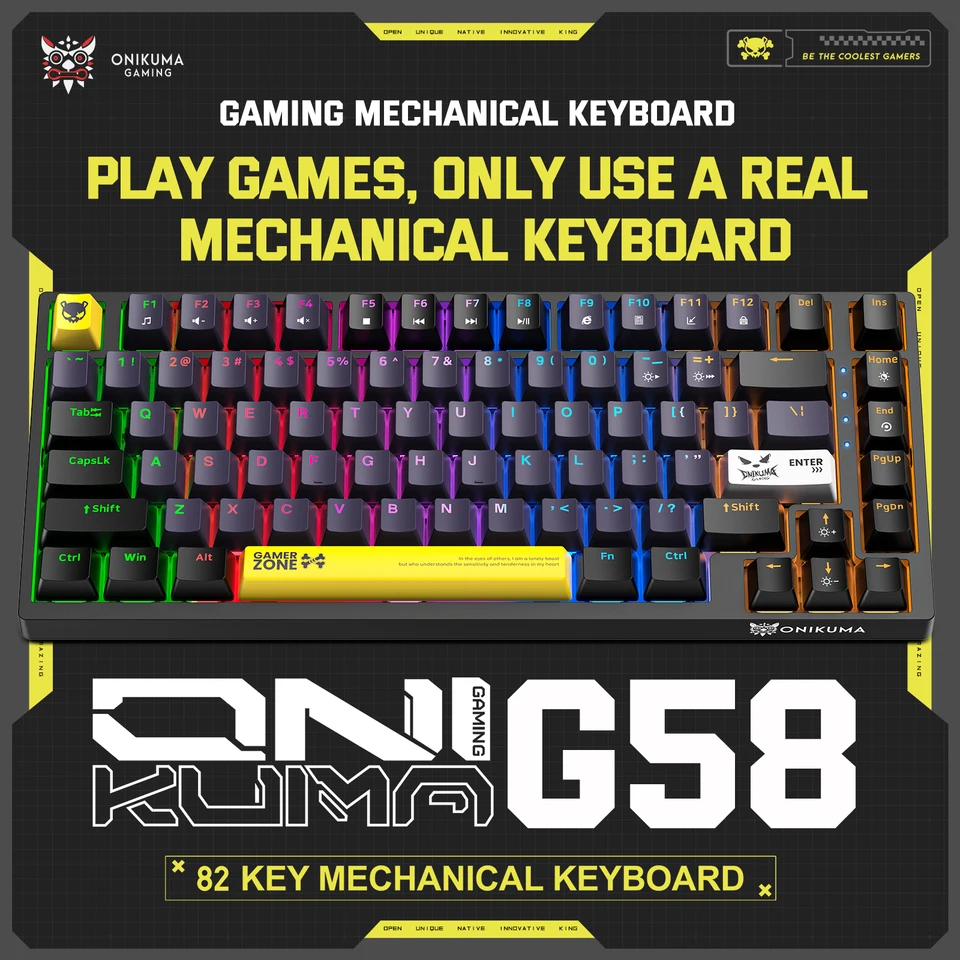 Mechanická klávesnica 82-key, kompaktná RGB osvetlená USB káblová počítačová klávesnica pre Windows, notebooky a hráči PC