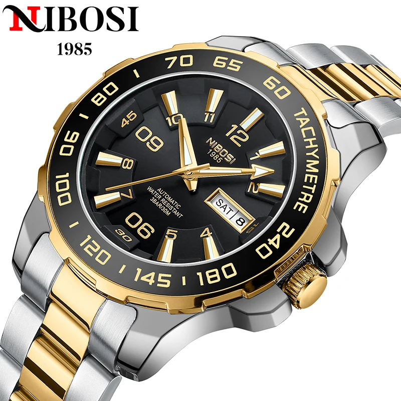 Mechanické hodinky Nibosi Fashion Pánske mechanické hodinky luxusné meteoritové vytáčanie
