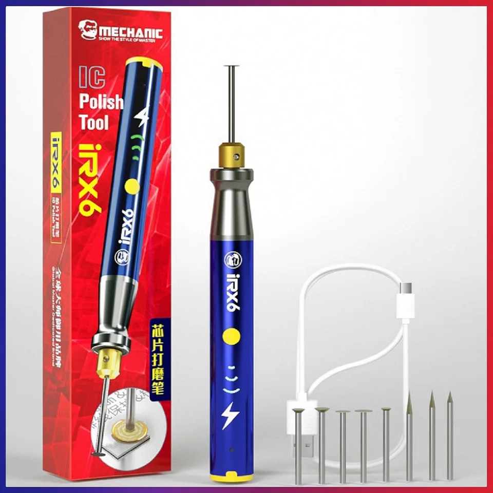 Mechanik IRX6 oceľový ručný ručný rukami IC LICKISKÉ PENIE PEN Mini Elektrické prevodové pero prevodovky s 9 Emery Grinding Heads