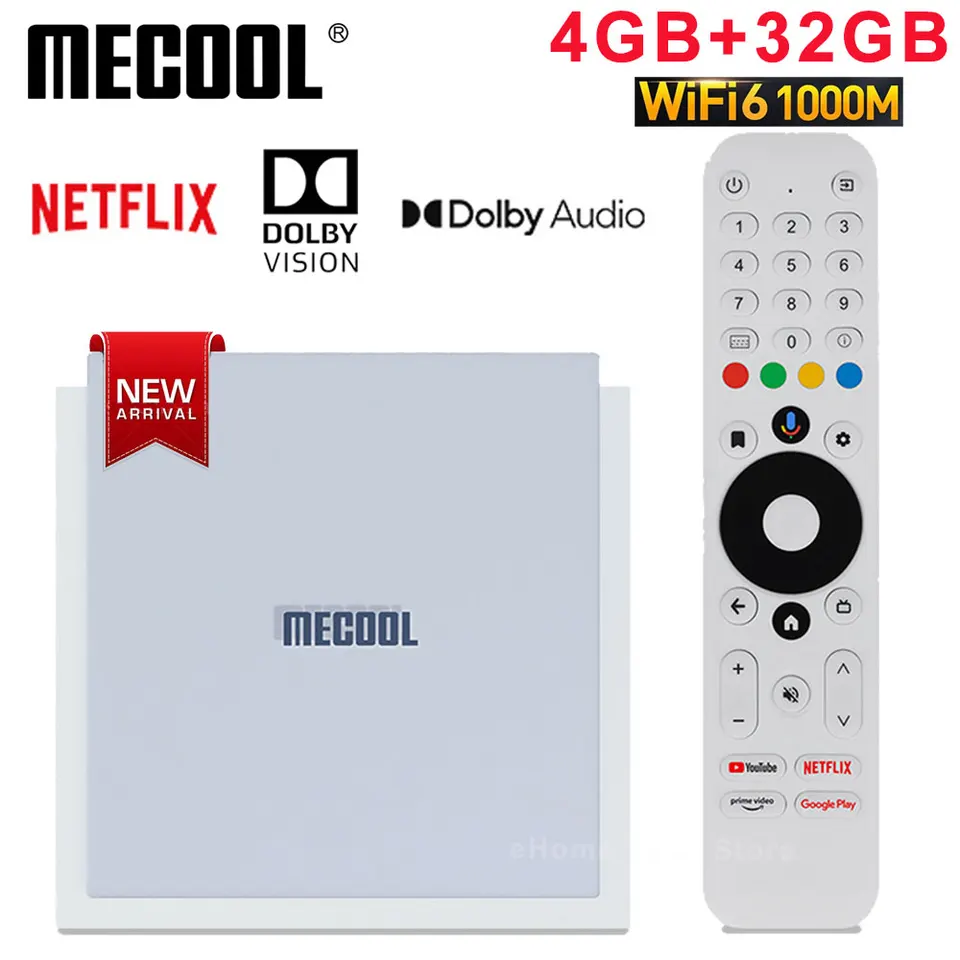 Mecool KM2 Plus Deluxe Android 11 certifikovaný televízny box Google TV Dolby Vision Atmos 4 GB DDR4 32 GB 1000M LAN WiFi 6 4K Stream TVBOX