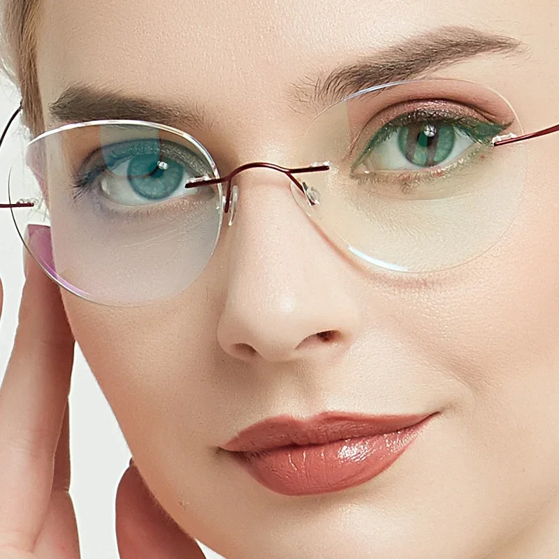 Meeshow Women Pure Titanium Rimless Ladies Frames Ultralight bezrámový mužský titánový flexibilný svetlo okuliare Optika