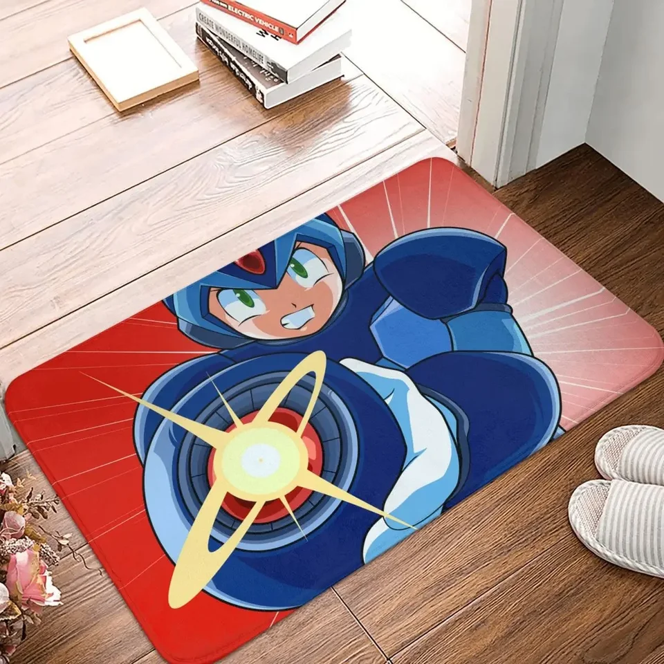 Megaman Videohra Mega Man Doormat Kober koberec koberec Mat Footpad Polyester Anti-Slip Front Room Corridor Balkón