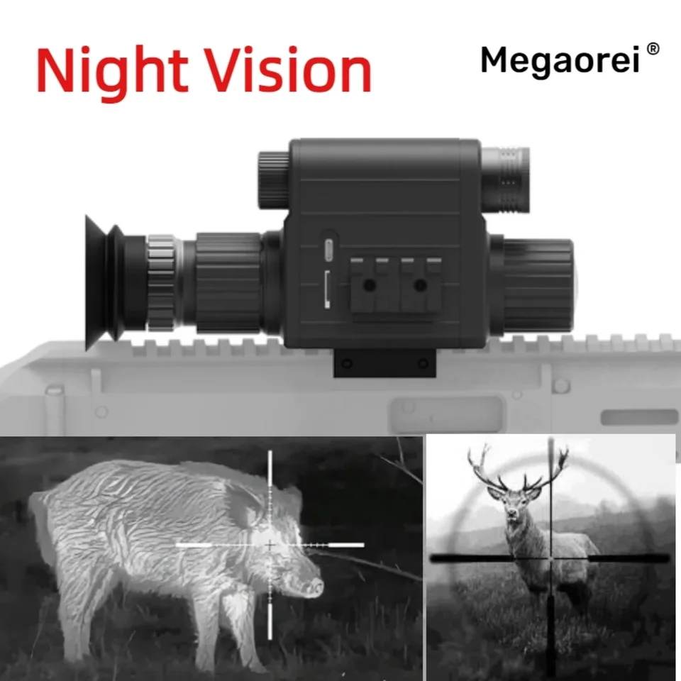 Megaorei Night Vision Teleskopické pamiatky na lov optiky Infračervená kamera 1080p 5x Zoom Monokulárna puška rozsah laser IR na poľovníctvo