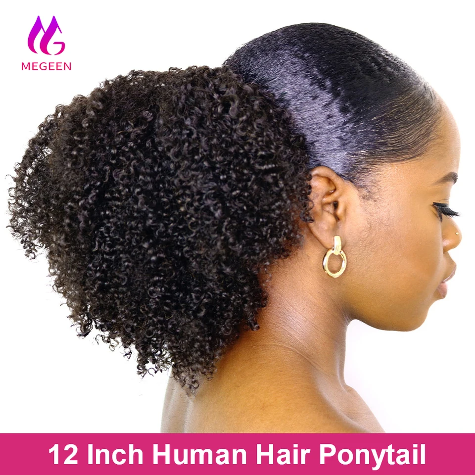 Megeen Afro Kinky Curly Replanting cop outstring copytail ľudské predlžovanie vlasov 3c 4a zábal okolo clip 10-26 palcov v predlžovaní vlasov v predlžovaní vlasov