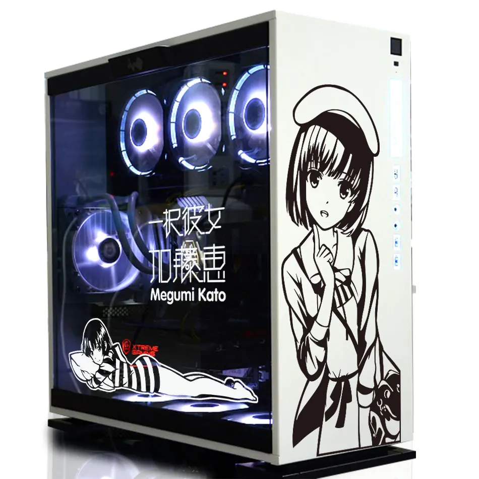 Megumi Kato Anime nálepky pre puzdro na PC, japonské nálepky na dekoráciu karikatúry pre počítačový podvozok, ľahké odnímateľné vykurovacie nálepky