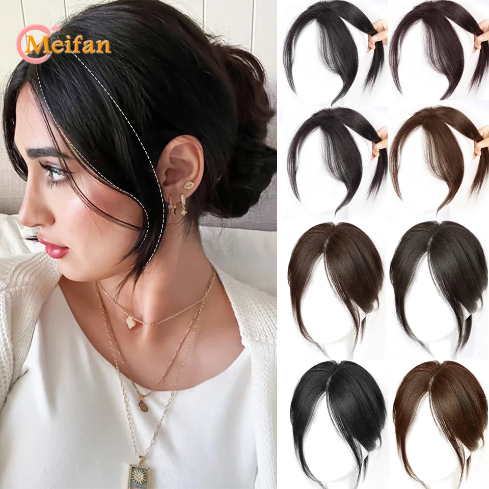 Meifan Syntetická stredná časť vrchný účesie s treskami Clip-in Bangs Extension Prírodné neviditeľné Clourse Účes pre ženy