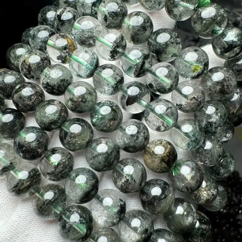 Meihan (Doprava zdarma) Prírodná 4A Brazília Green Phantom Quartz Crystal Ruckle Glow Round For Design Design DIY