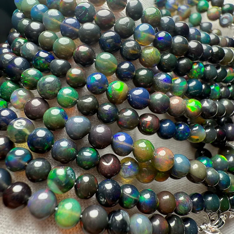 Meihan Natural Top Etiopian Opal Round Gem Stone náramky a 925 strieborné dizajnérske výrobky pre vianočný darček