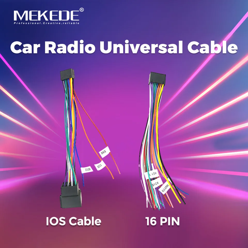 Mekede 16 Pin ISO Cable 2 Din Stereo Car Radio Player Accessories for Kia VW Suzuki Hyundai Honda Toyota Nissan Mitsubish Ford