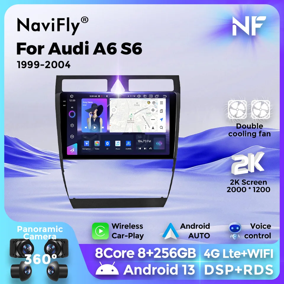 Mekede 8g+256 GB drôty CarPla Car Autabáda GPS navigácia multimediálny hráč pre Audi A6 C5 1997-2004 S6 1999-2004 RS6 2002-2006