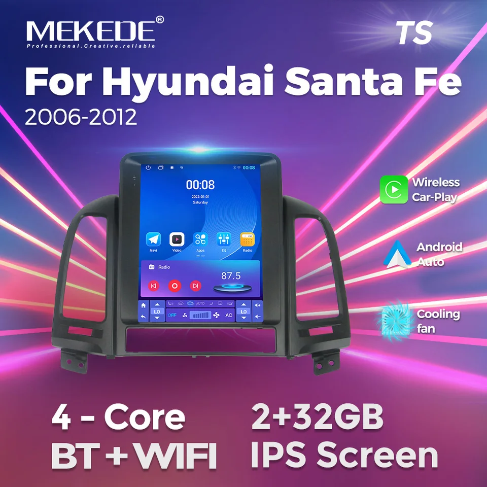 Mekede 9.7inch Car Android all-in-one hostiteľ pre Hyundai Santa Fe 2006-2012 GPS WiFi BT Car Radio Wireless CarPlay Android Auto