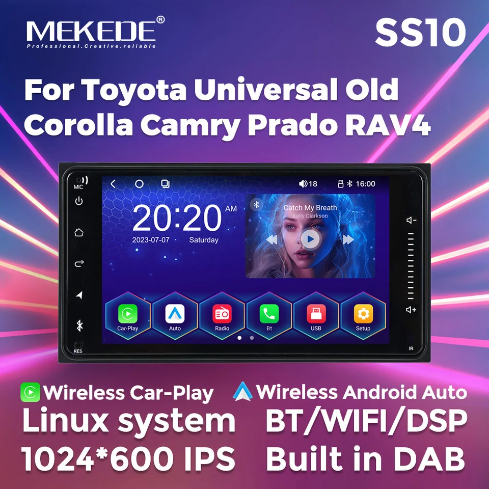 Mekede Linux Systémové rádio pre toyota Universal Old Corolla Camry Prado Rav4 Autoradio Wifi Dab Dab Wireless CarPlay Android Auto