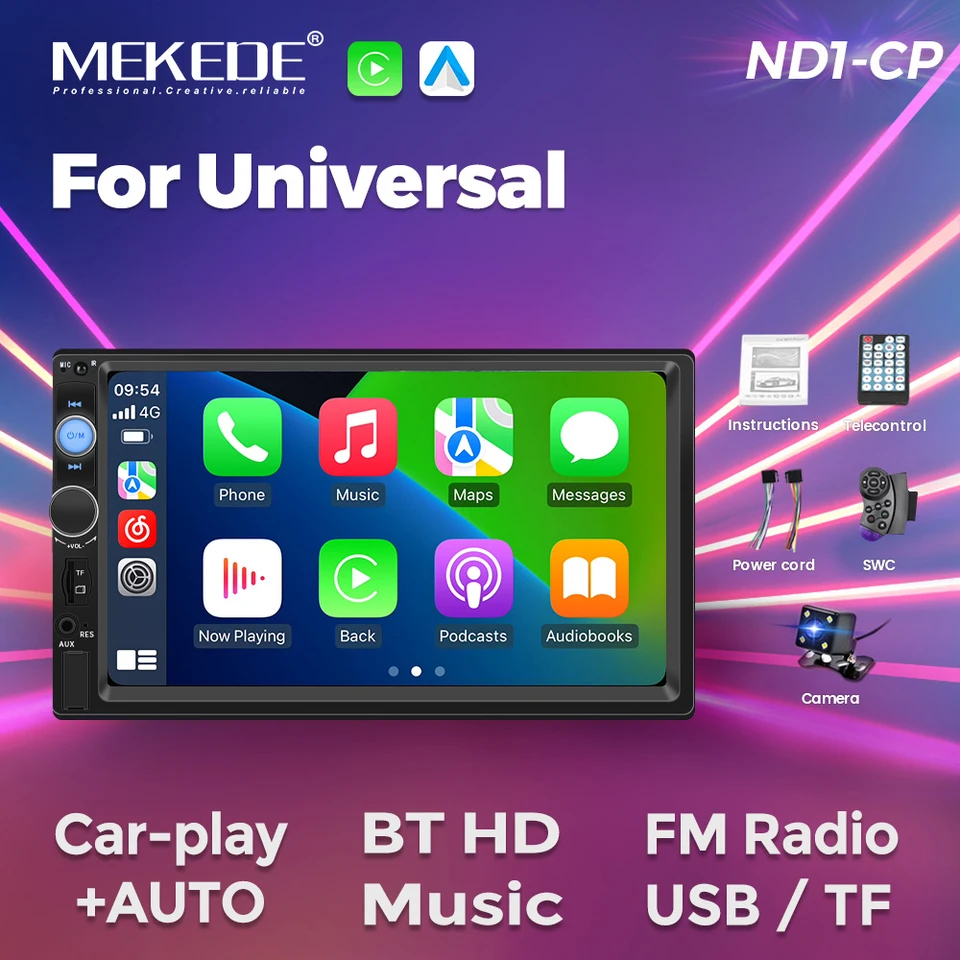 Mekede ND1 CarPlay Android Auto Car Radio Stereo 7010B MP5 Multimedia prehrávač Universal HD Touch Screen Link TF USB FM