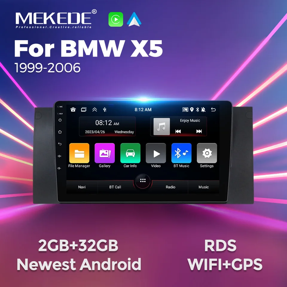 Mekede New Android System pre BMW 5 E39 E53 X5 1995-2001 2002 2003 2004 2005 2006 Auto multimediálne stereofónne podpora CarPlay Auto