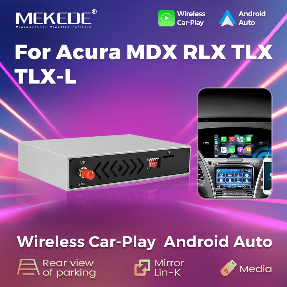 Mekede OEM Screen Upgrader Wireless and Wired CarPlay Decode Box pre Acura TLX-L MDX TLX RLX 2013-2018 Android Auto Mirror Lin-K