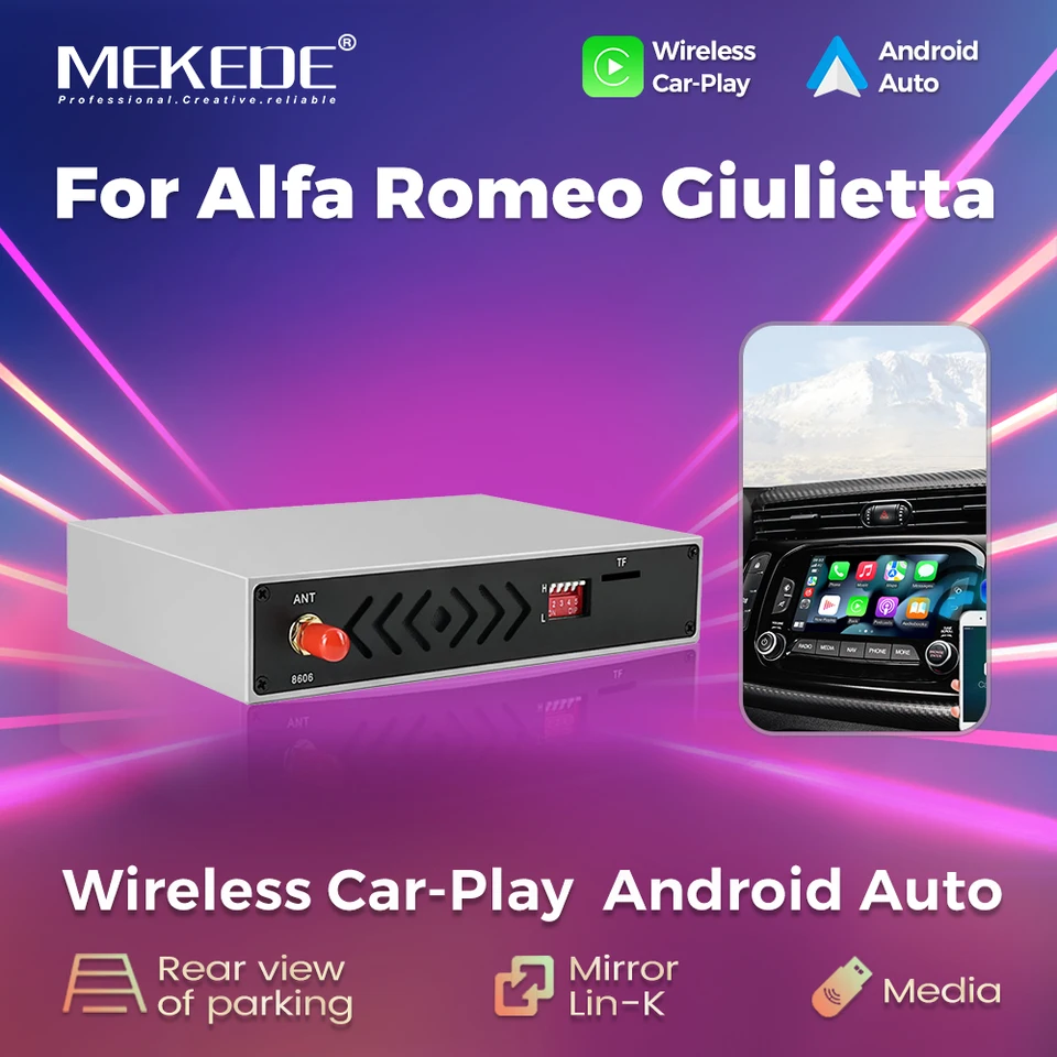 Mekede Wireless CarPlay Android Auto Car Intelligent Decoding Box Mirror Link On Line Map Video Play pre Alfa Romeo Giulietta