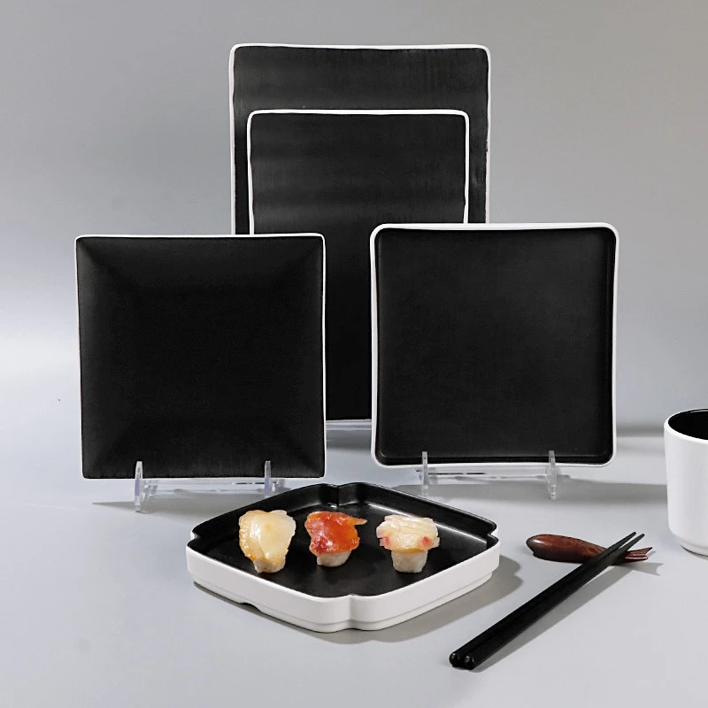 Melamine Square Plate na grilovanie s občerstvením, retro riadový riad, reštaurácia, hotelové jedlo, prílohu, bufet, komerčné