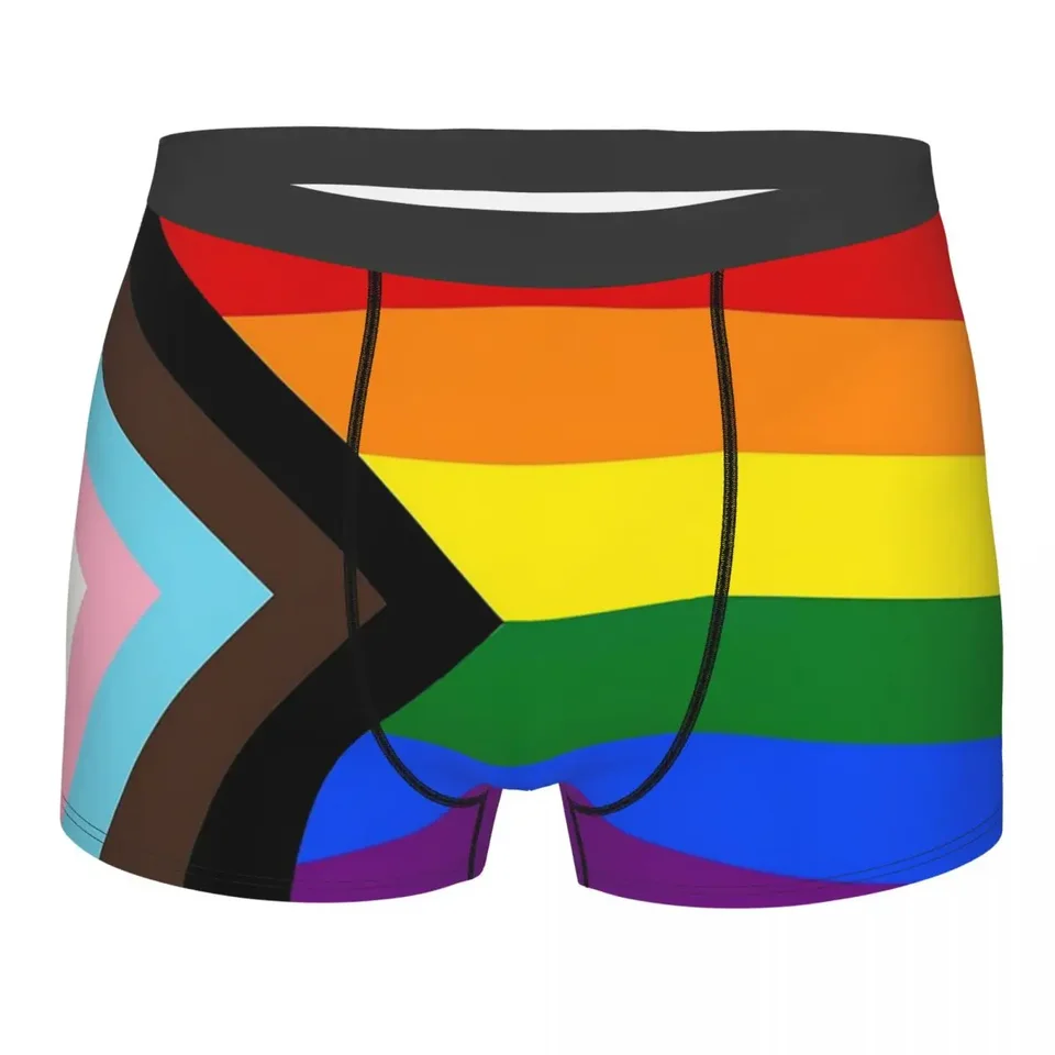 Men boxer šortky nohavičky Progress Pýcha vlajka priedušná spodná bielizeň LGBT Rainbow Homme Humor plus