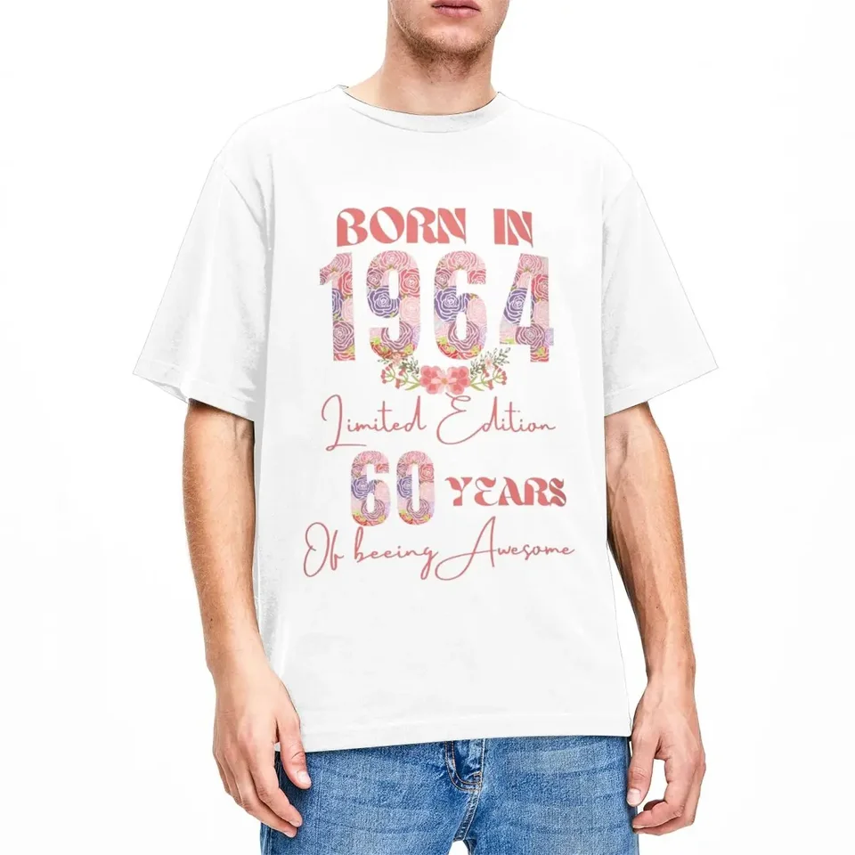 Men Dámske košele 60. narodeniny narodené v roku 1964 v limitovanej edícii 100% bavlna s krátkym rukávom tričko Crew Crew Darček nápad