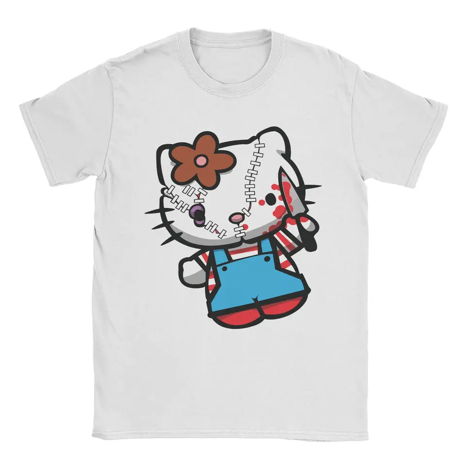 Men Hello Kitty Chucky T tričká Čisté bavlnené vrcholy