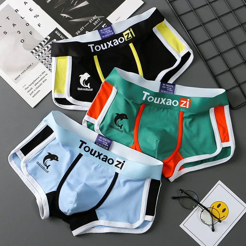 Men nohavičky bavlnené spodné prádlo boxerky Cueca Pánske módne tlač Priedušné boxerové šortky Trendy mládežnícke osobnosti spodky Homme