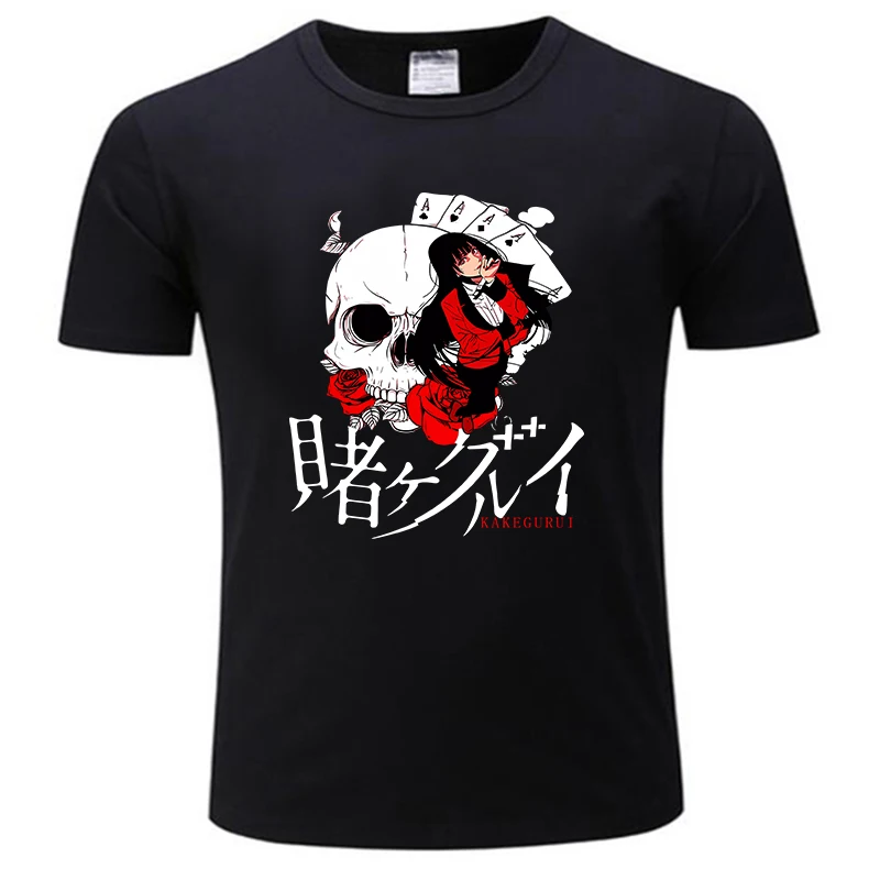 Men O-Neck Tshirt Módna značka Tričko Čierne japonské manga Kakegurui T košeľa Yumeko Yabami Tričko Kompulzívny hráč