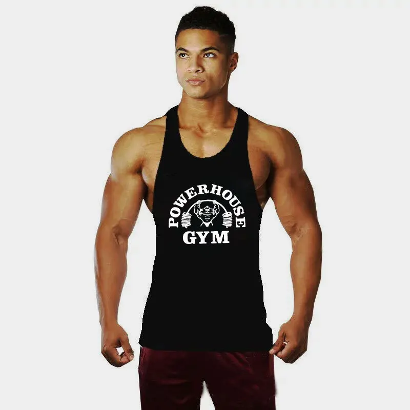 Men s grafickou tlačou Y Back Sports Tank top fitness fit bez rukávov bez rukávov listovej posilňovače