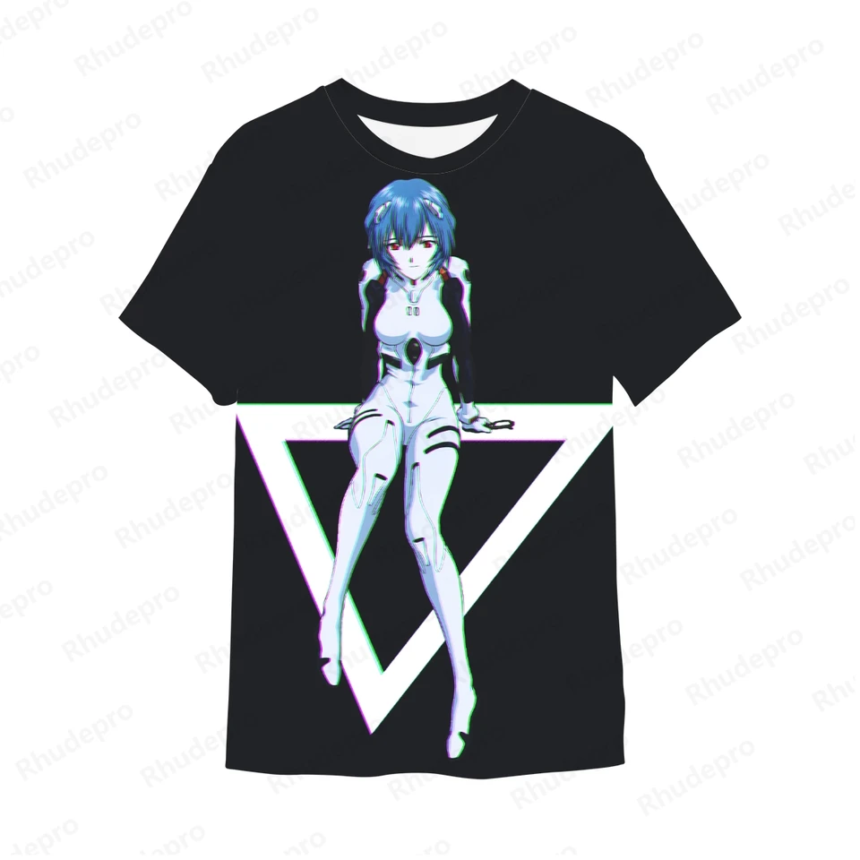 Men Tirt Neon Genesis Evangelion Hip Hop Clothing Pánske tričko Y2K Tops Tops Módne nadmerné košele v štýle Harajuku Anime