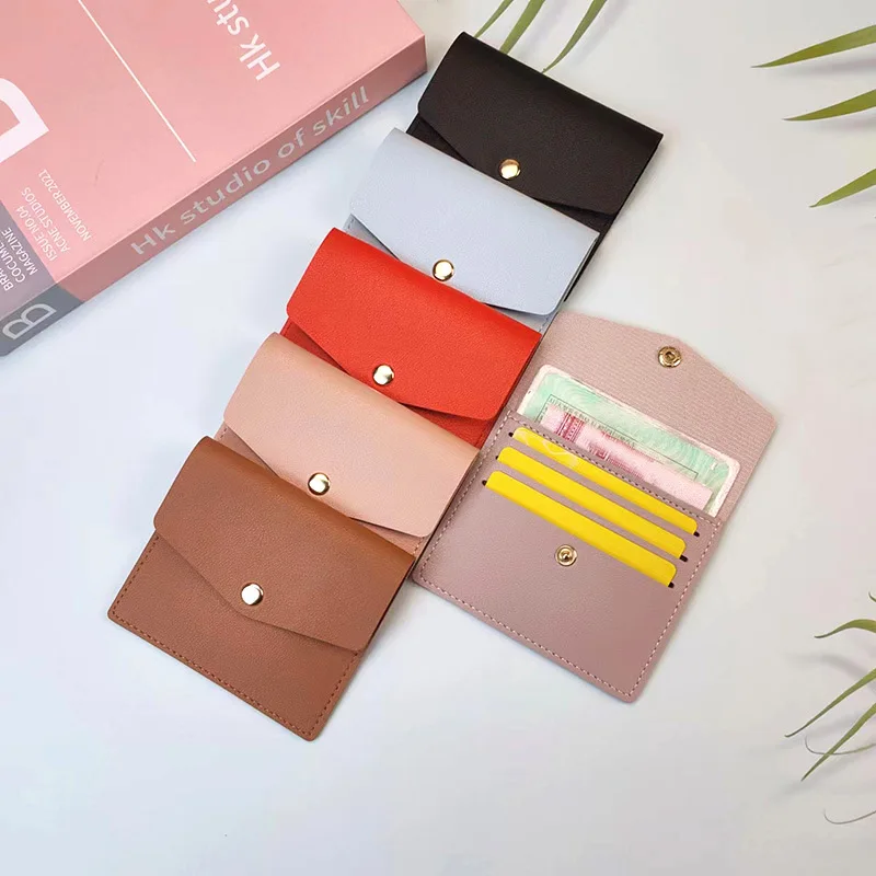 Men ženy banka kreditná karta ID autobusov Držiteľ cestovných kariet organizátor Solid Color Leather Multi-Card Slot prenosné puzdro